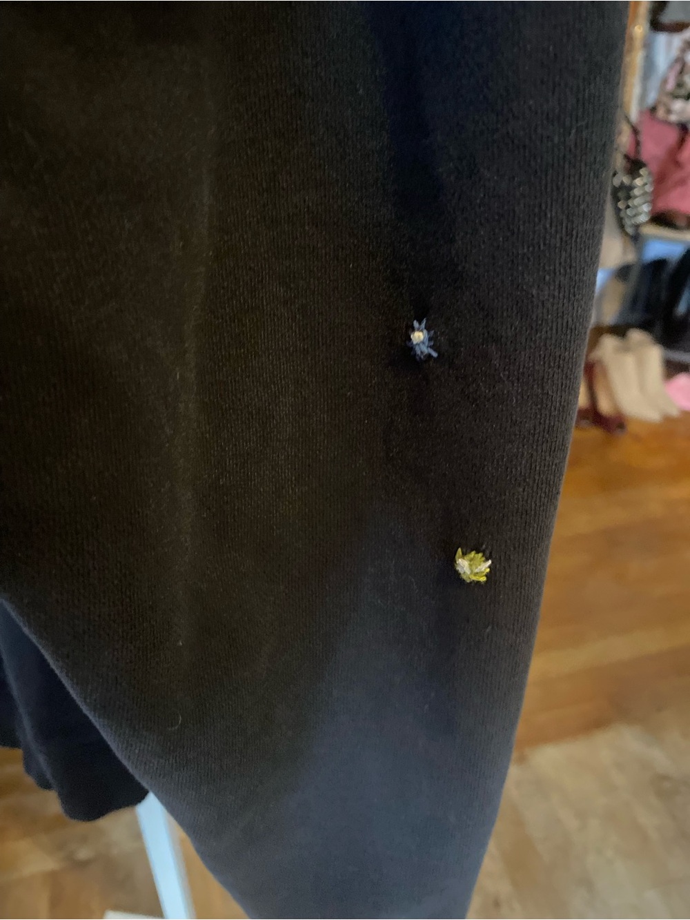 Fila Black Quarter-Zip Pullover Sweatshirt with small embroidered flowers - Picture 6 of 7
